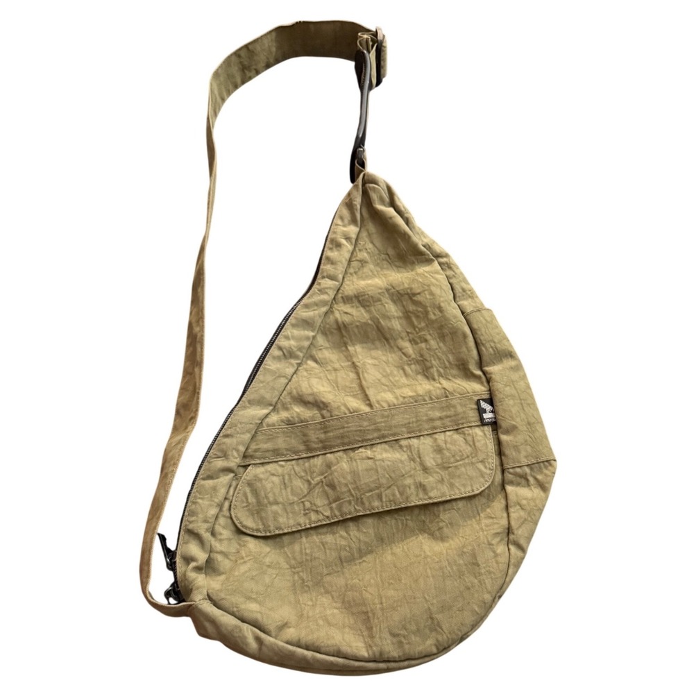 Vintage AmeriBag Healthy Back Bag Distressed Tan Nylon Sling Backpack